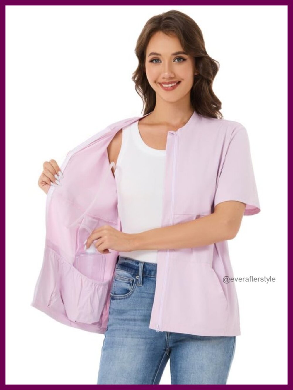 Post Surgery Mastectomy Shirt Drain Pockets Zip Front Recovery Top